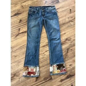 Miss Me Denim Boot Cut Jeans with Colorful Hem